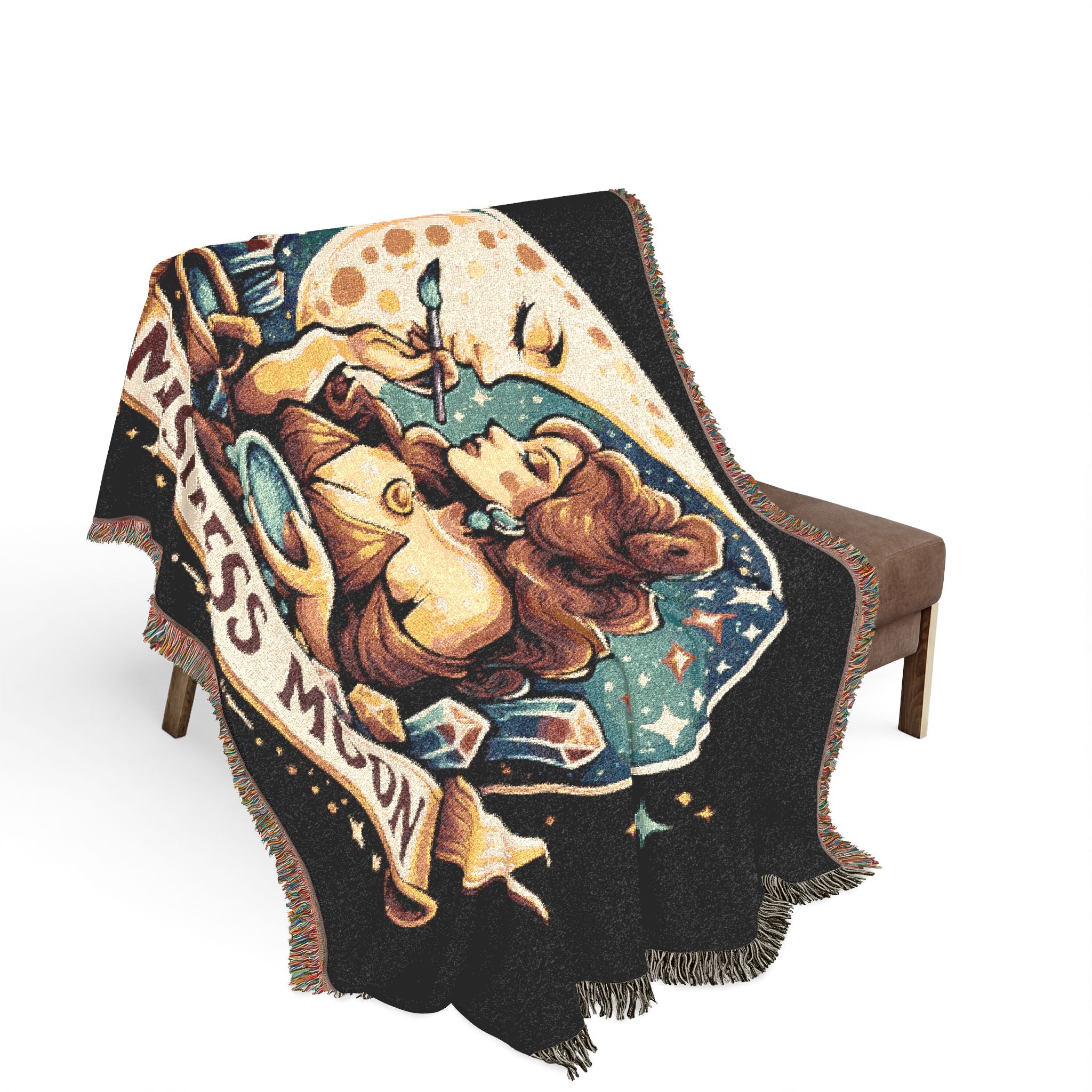 Mistress Moon Woven Blanket | Vintage Art Deco Goddess Throw mm2