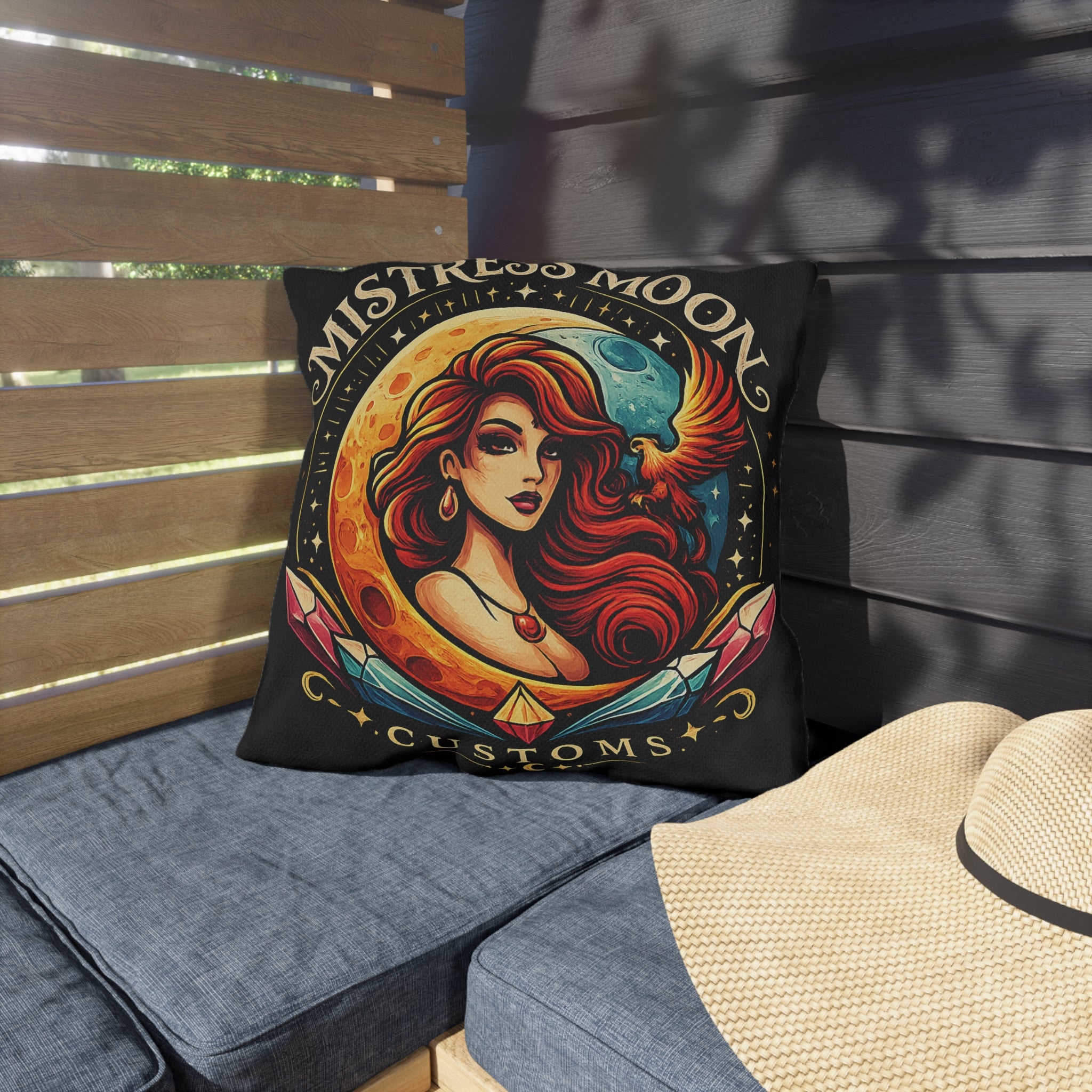 Mistress Moon Outdoor Pillow — Goddess Moonlight Decorative Cushion mm1