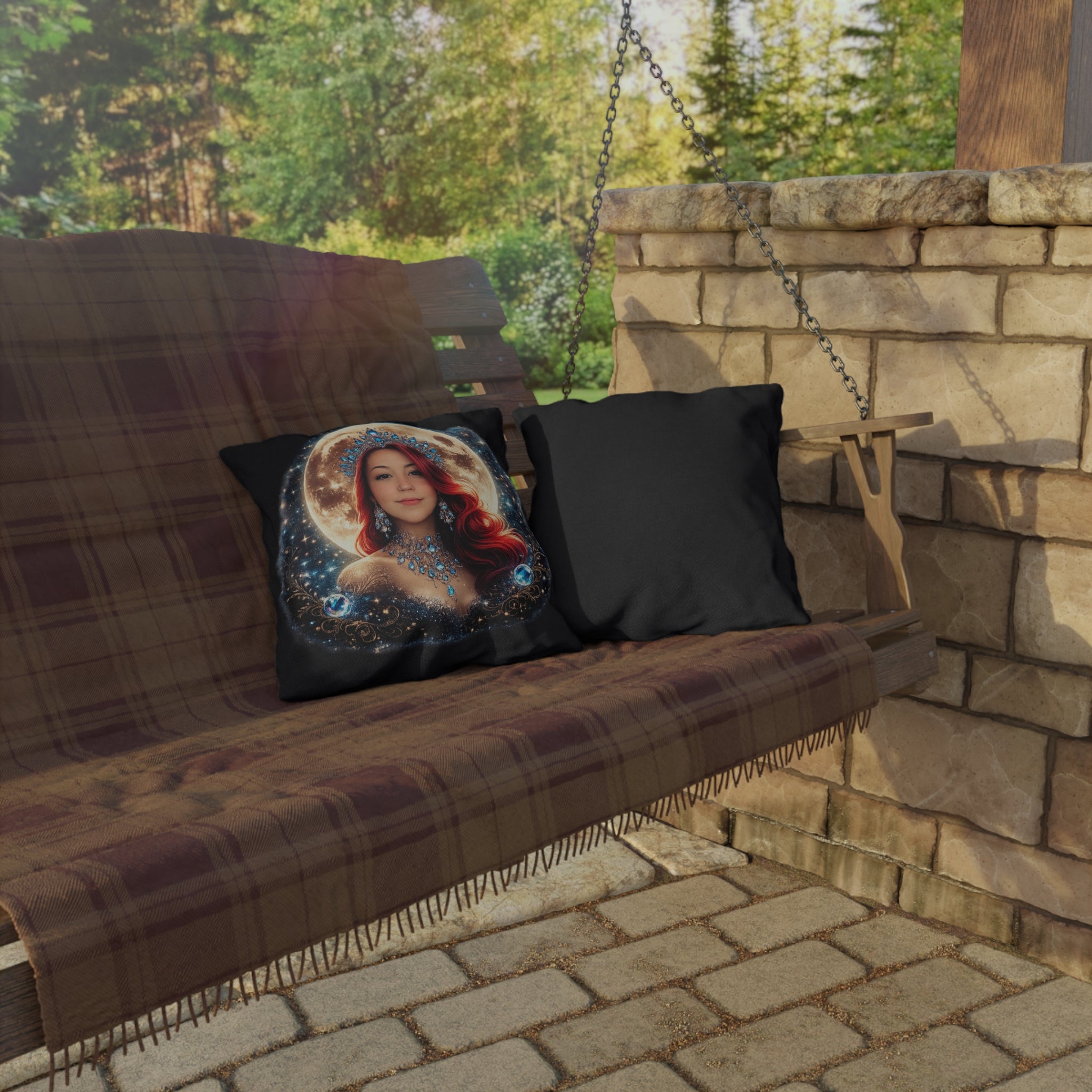 Mistress Moon Outdoor Pillow — Goddess Moonlight Decorative Cushion mm4r