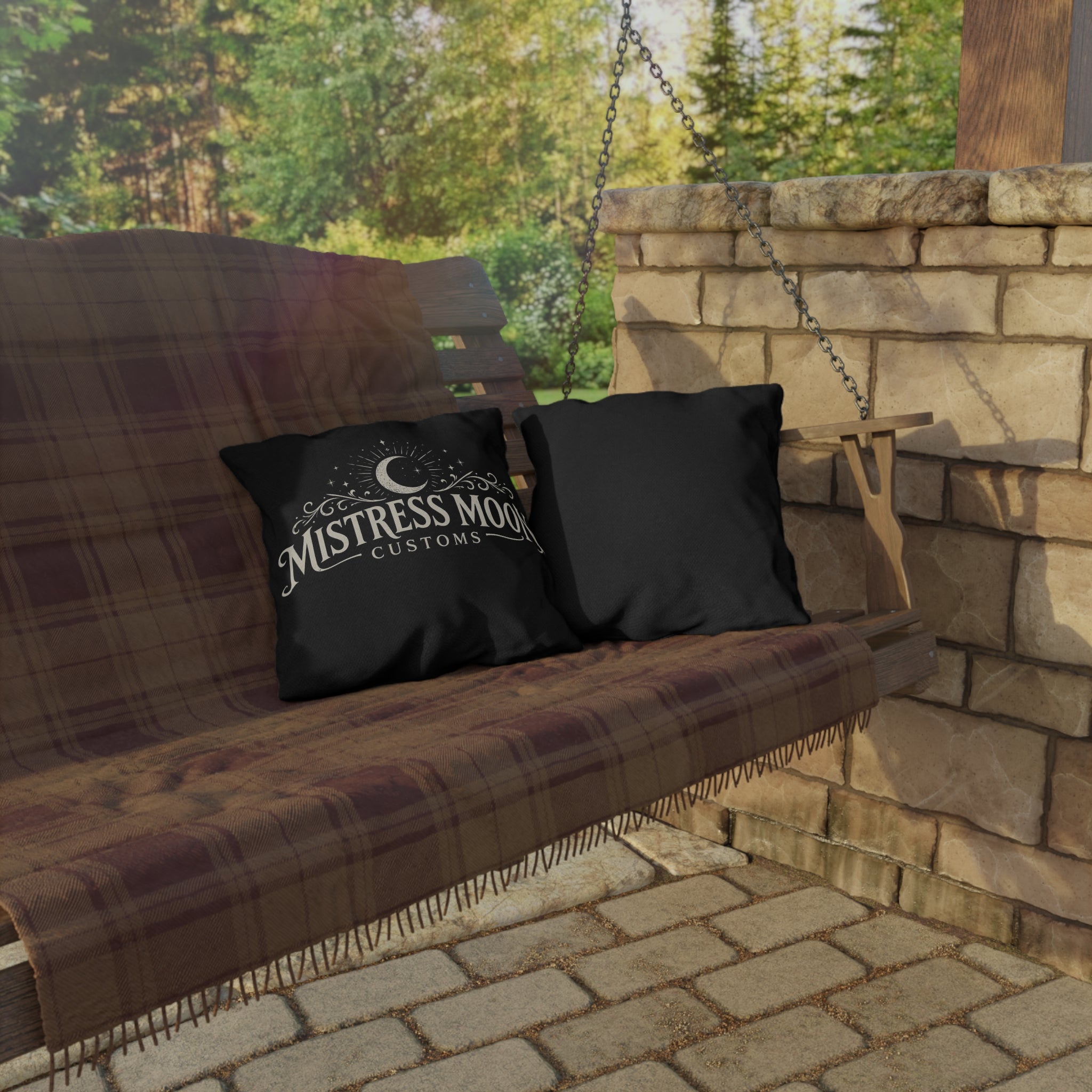 Mistress Moon Outdoor Pillow — Goddess Moonlight Decorative Cushion logo