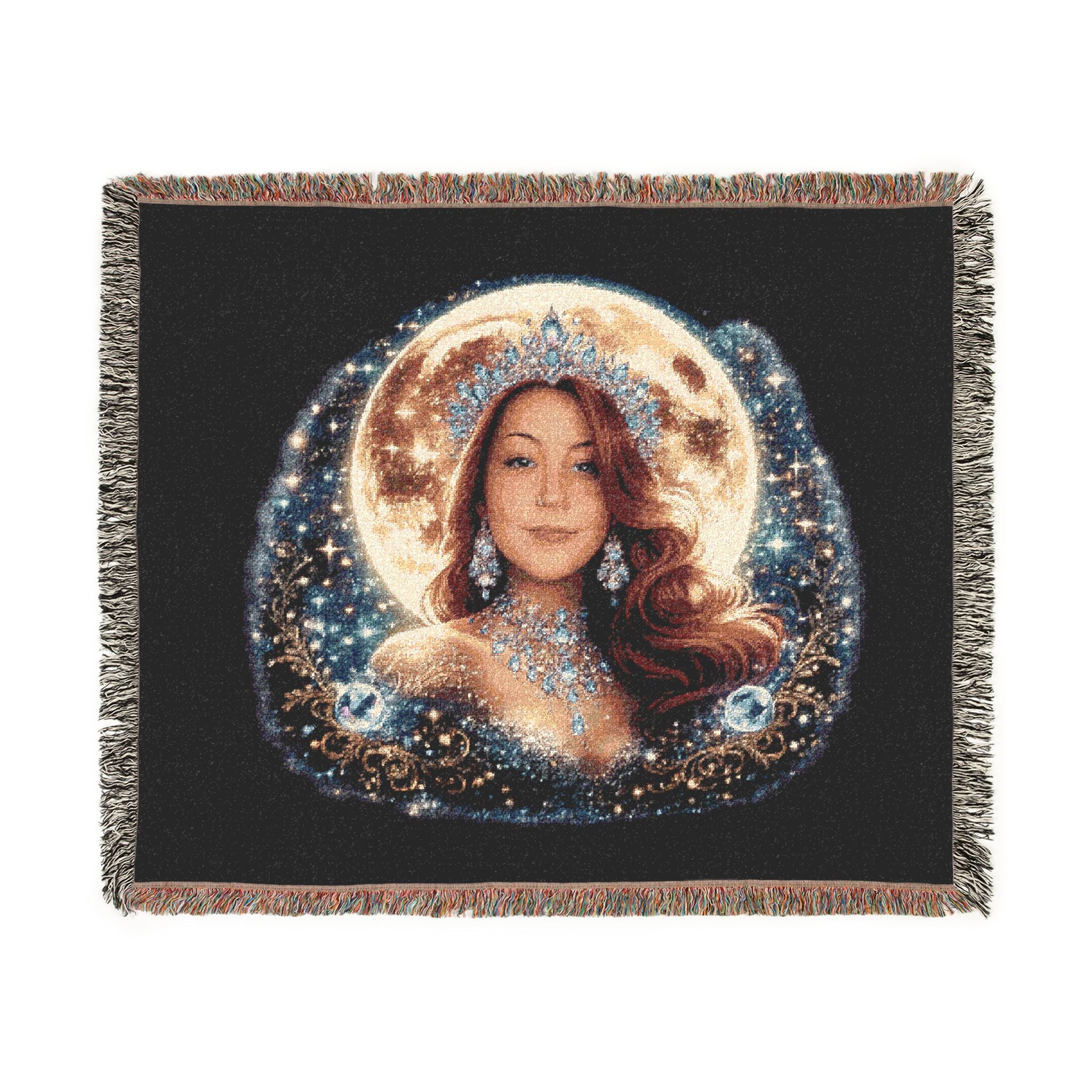 Mistress Moon Woven Blanket | Vintage Art Deco Goddess Throw mm4r