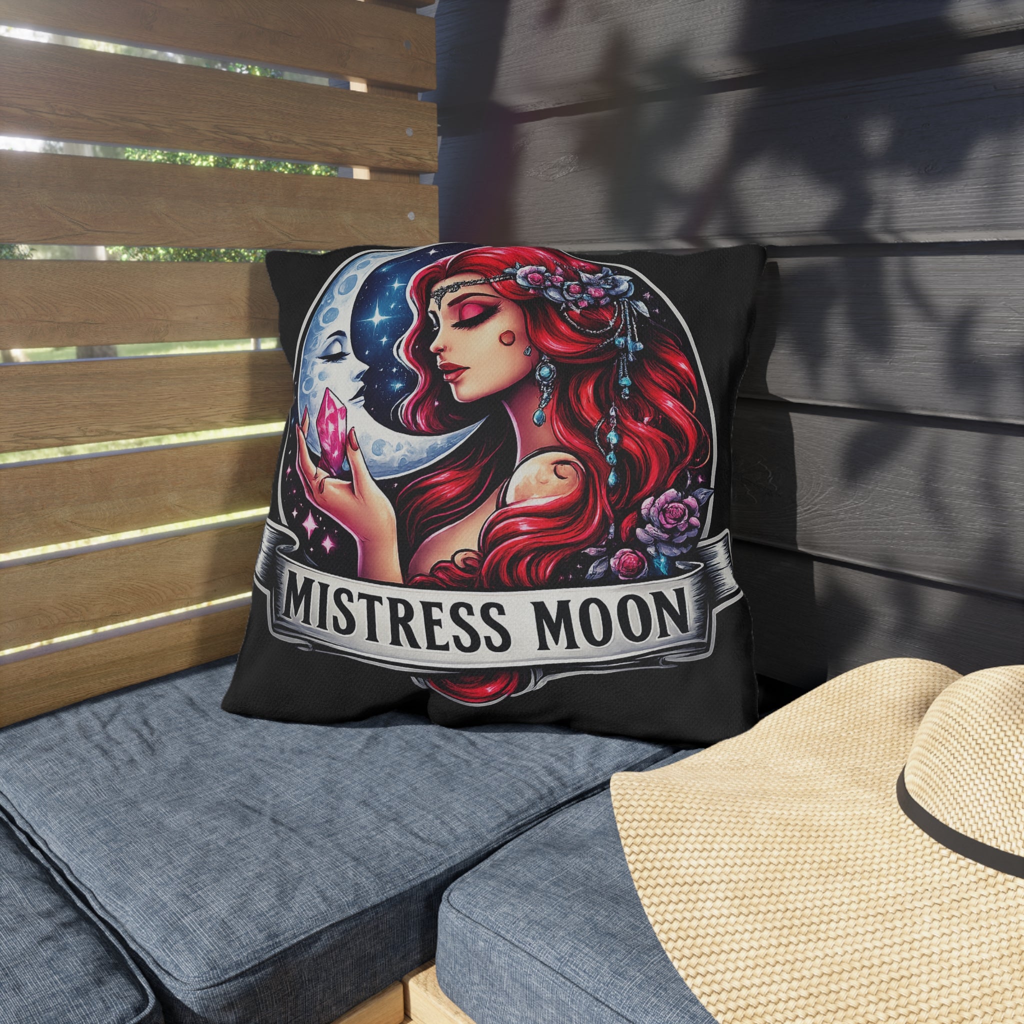 Mistress Moon Outdoor Pillow — Goddess Moonlight Decorative Cushion mm3