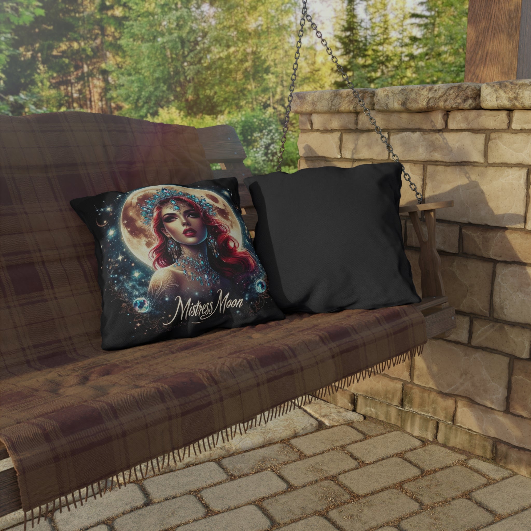 Mistress Moon Outdoor Pillow — Goddess Moonlight Decorative Cushion mm4