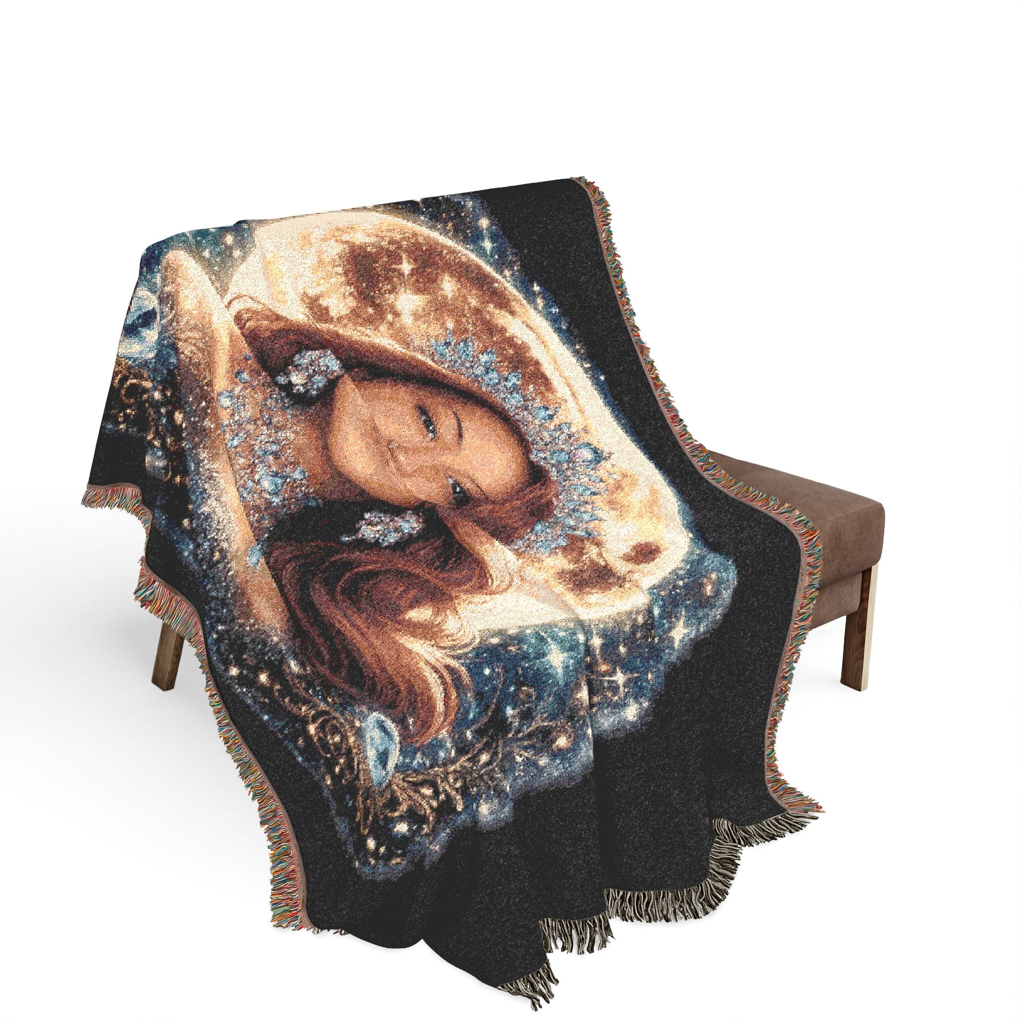 Mistress Moon Woven Blanket | Vintage Art Deco Goddess Throw mm4r