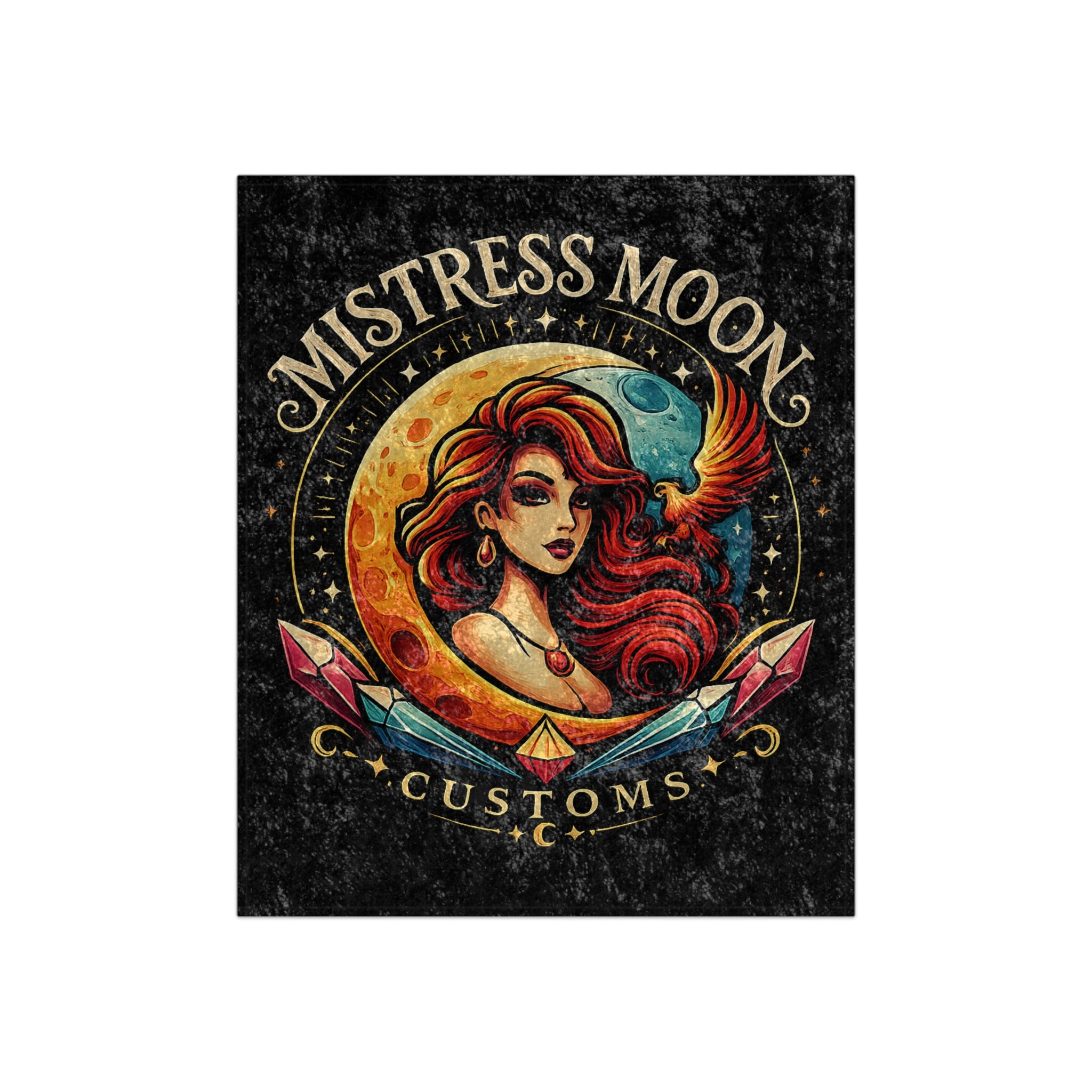Crushed Velvet Blanket — Phoenix Crowned 'Mistress Moon' Flame Art Throw mm1