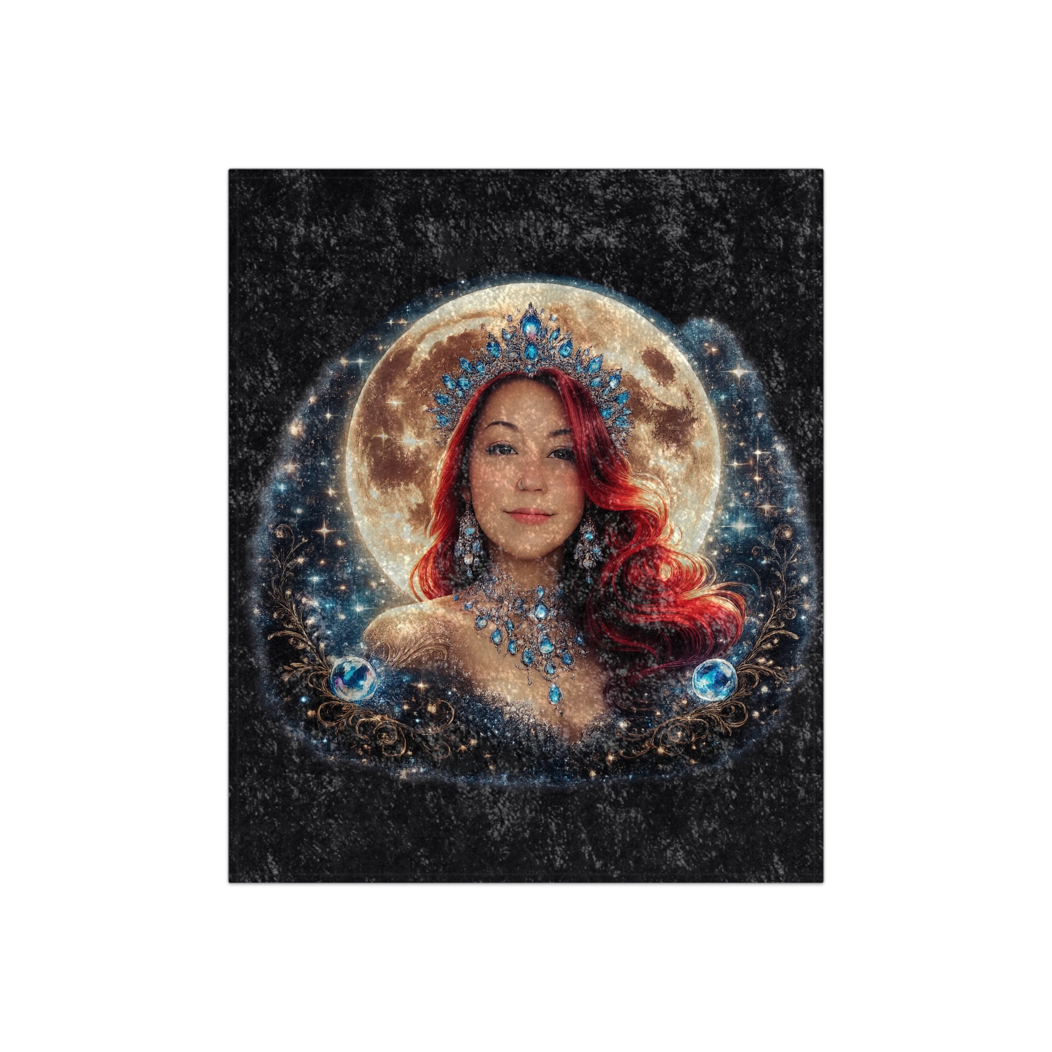 Crushed Velvet Blanket — Phoenix Crowned 'Mistress Moon' Flame Art Throw mm4r