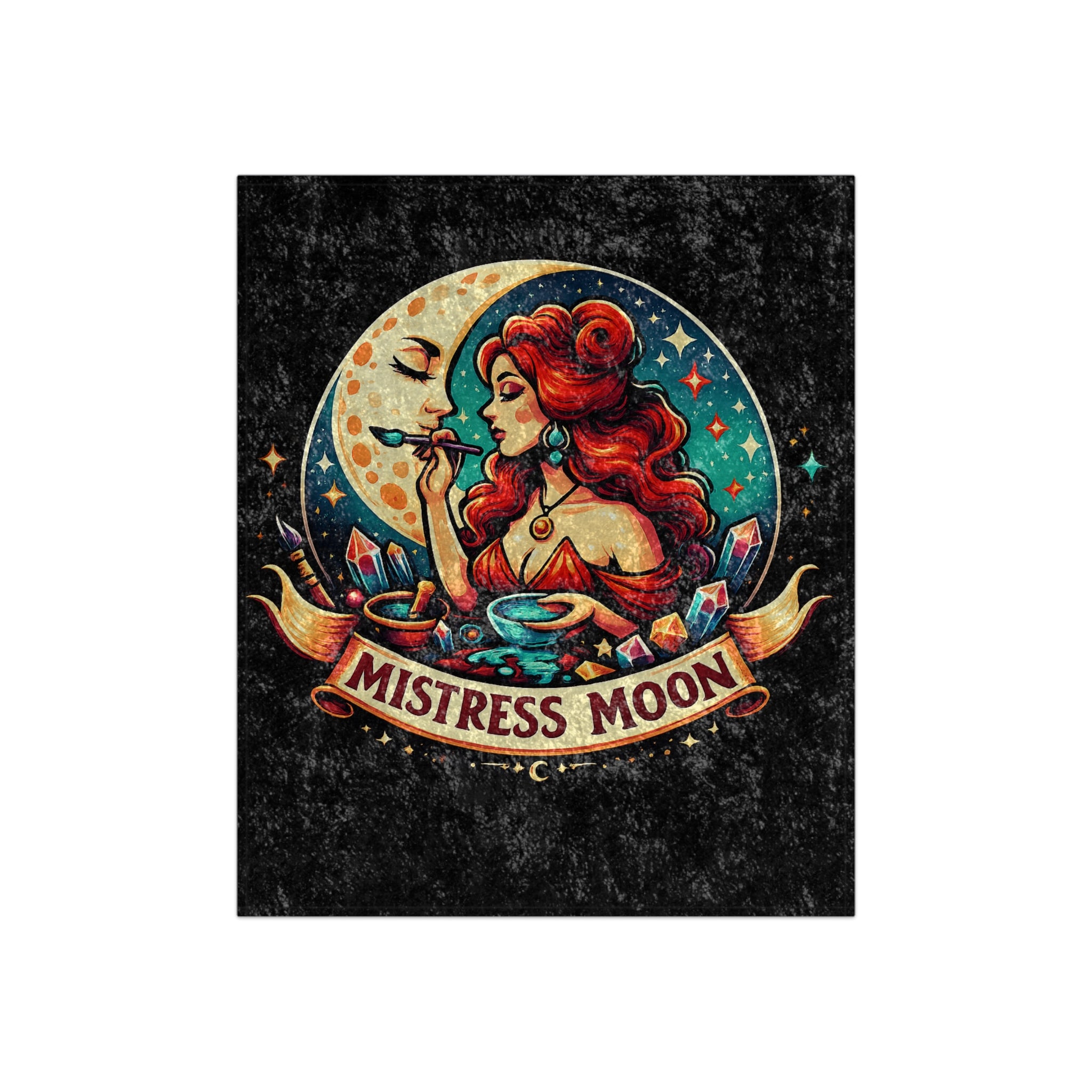 Crushed Velvet Blanket — Phoenix Crowned 'Mistress Moon' Flame Art Throw mm2