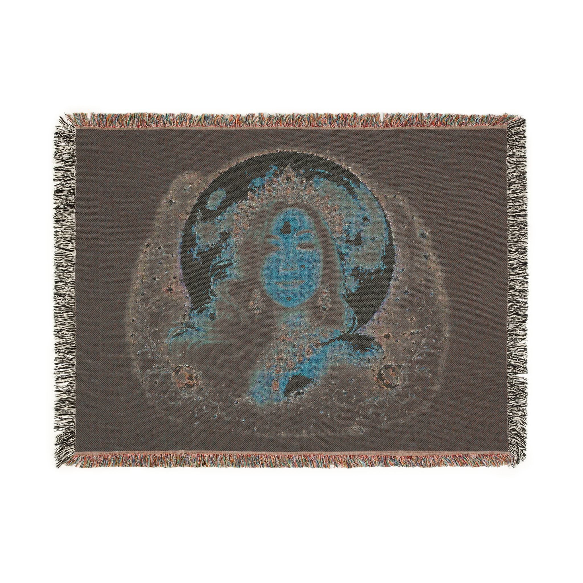 Mistress Moon Woven Blanket | Vintage Art Deco Goddess Throw mm4r