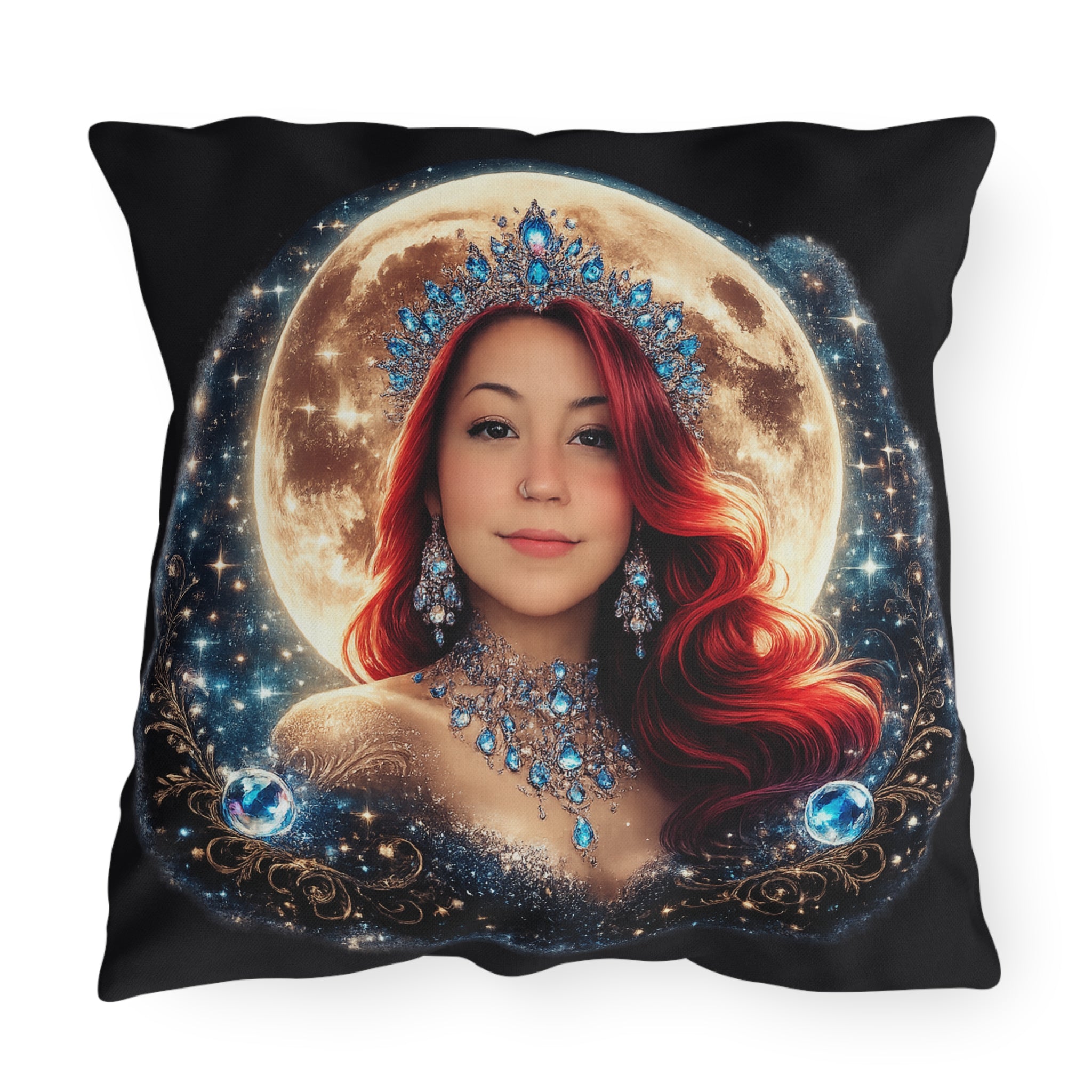Mistress Moon Outdoor Pillow — Goddess Moonlight Decorative Cushion mm4r