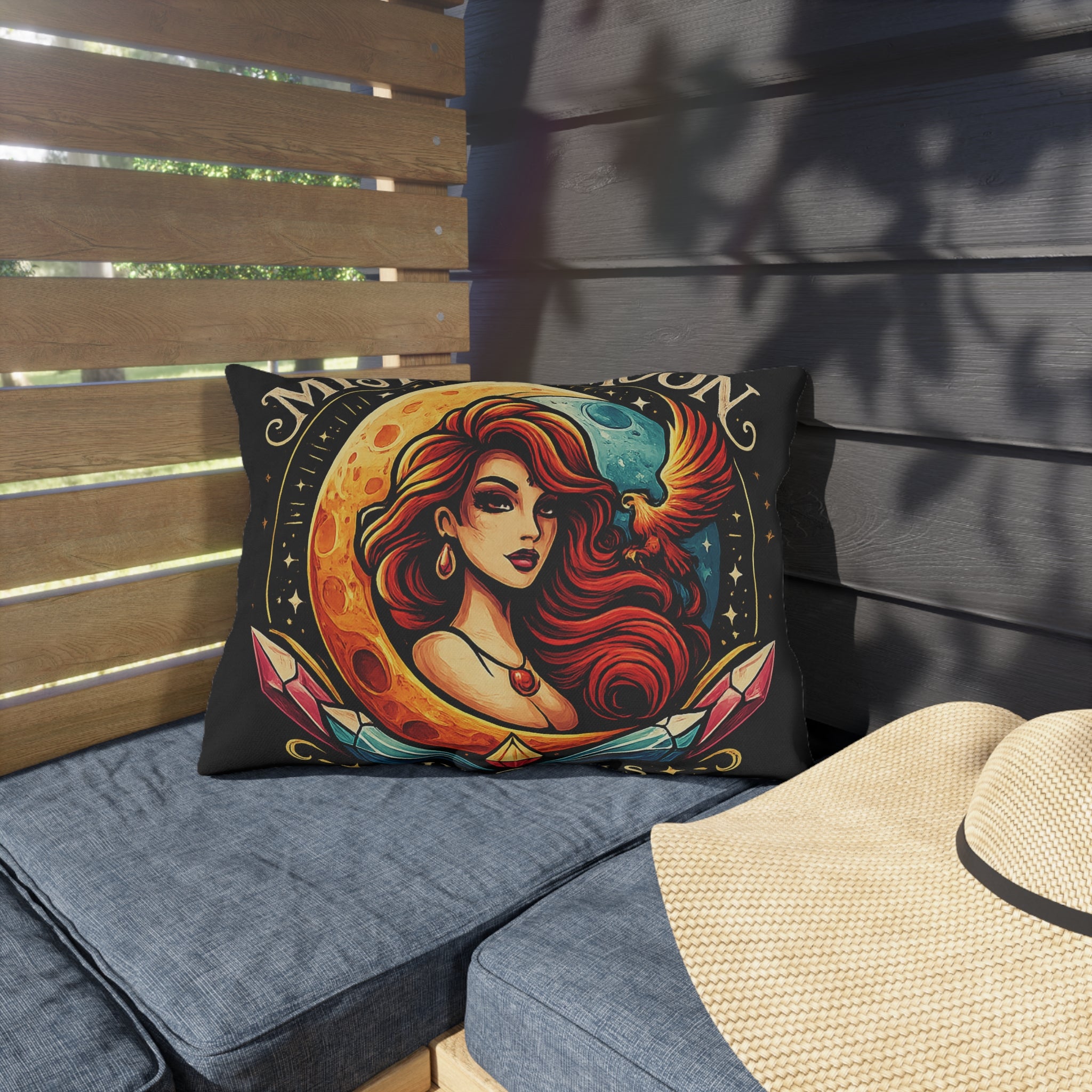 Mistress Moon Outdoor Pillow — Goddess Moonlight Decorative Cushion mm1